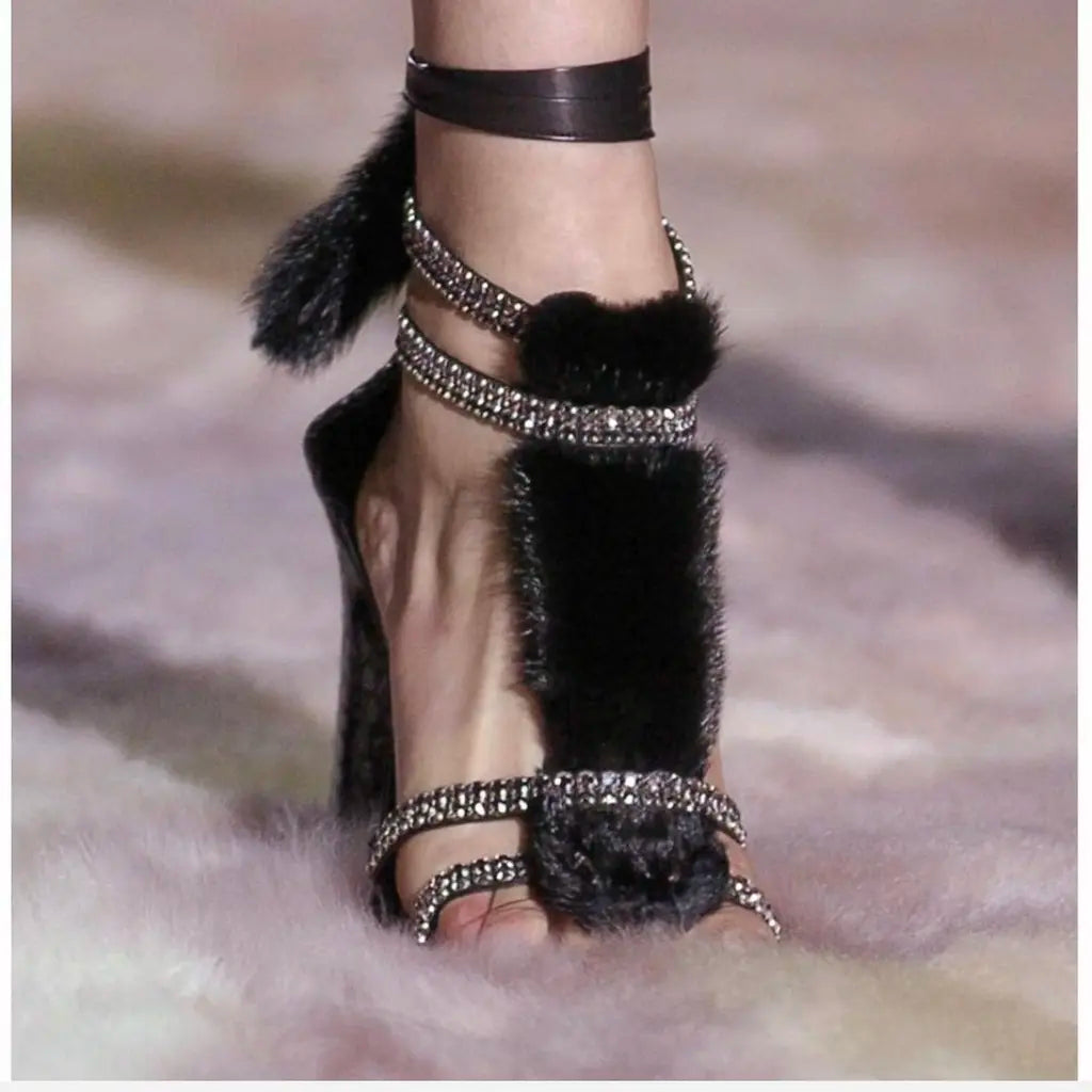 F/W 2004 GUCCI TOM FORD MINK PYTHON HEELS