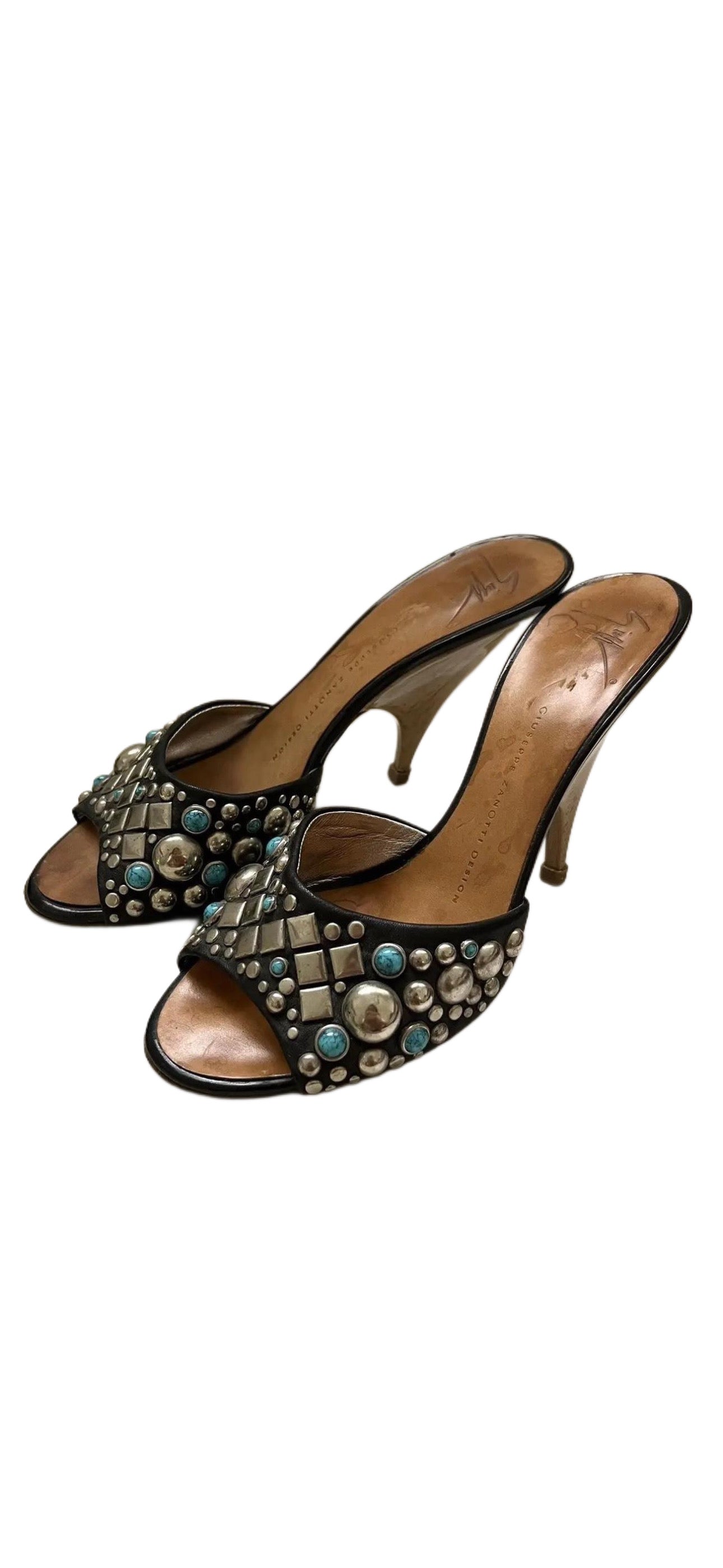 Giuseppe Black Studded Heels