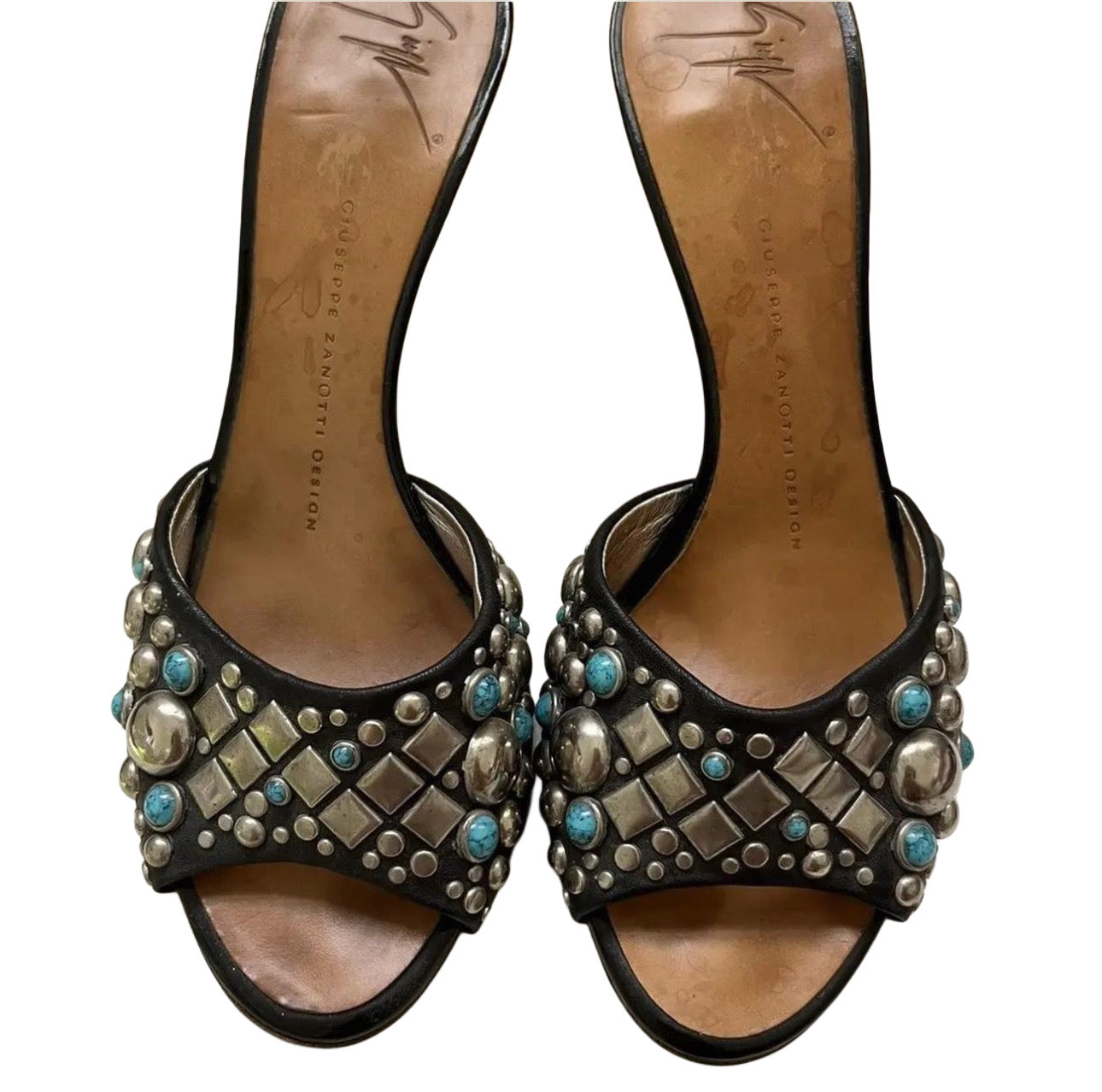 Giuseppe Black Studded Heels